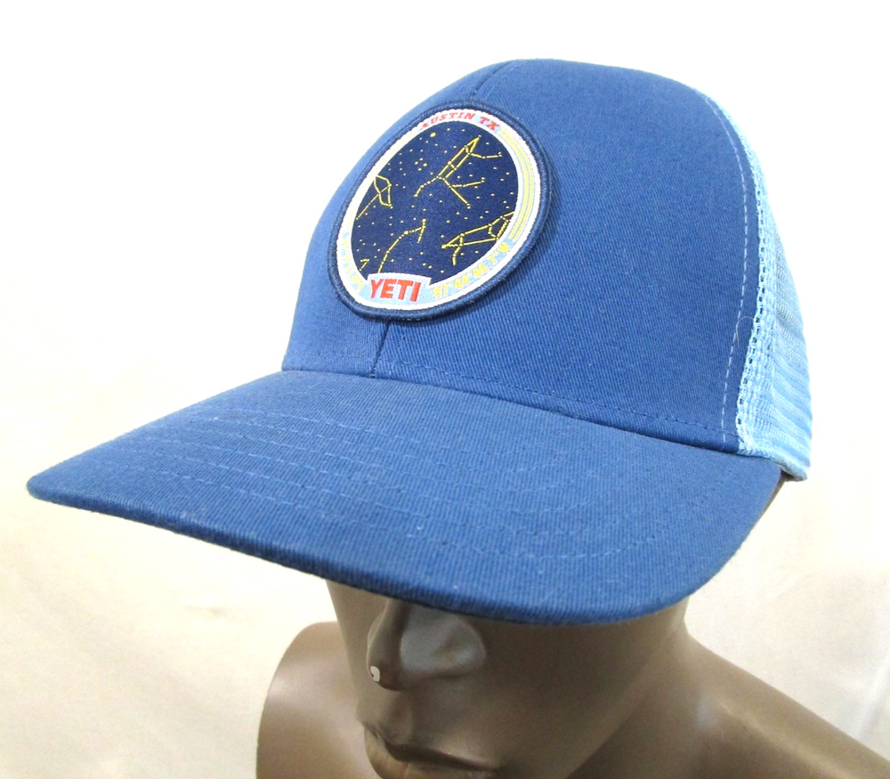 NWOT Yeti Coolers Austin TX Constellation Blue Mesh Snapback Trucker Hat Cap
